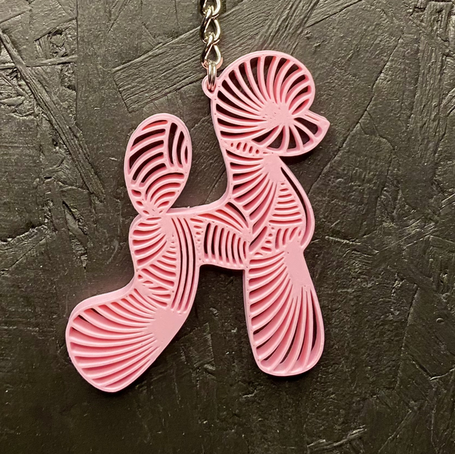 3D - Keychain Poodle Asian Sakura Pink