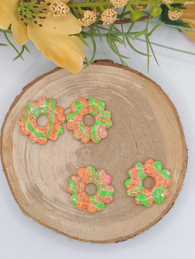 Fleurs Leady Marbré Orange/Vert Fluo