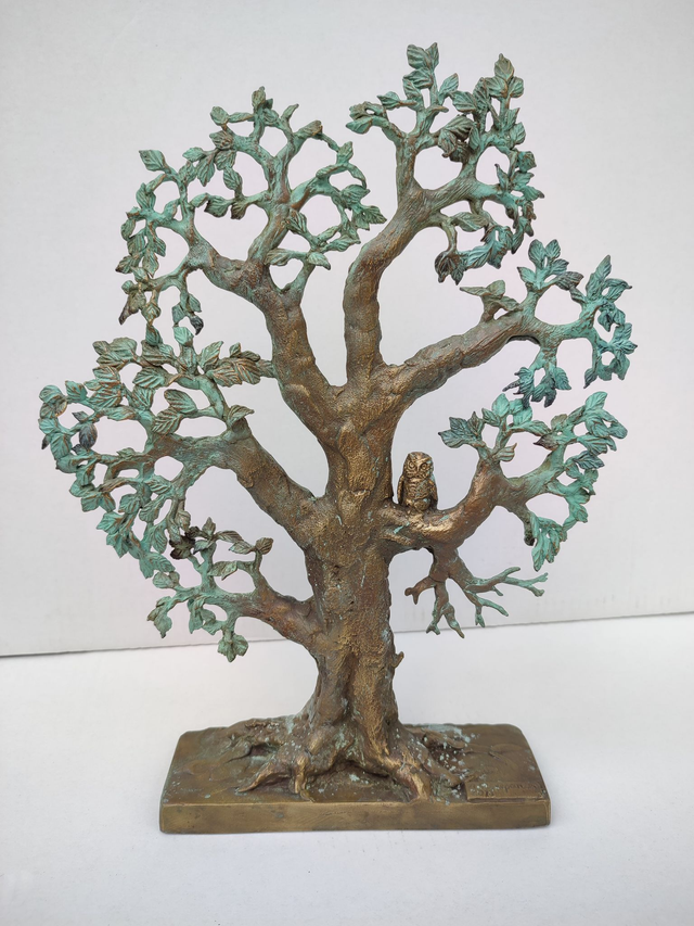 Drzewo z sową, 34x26x6 brąz unikat