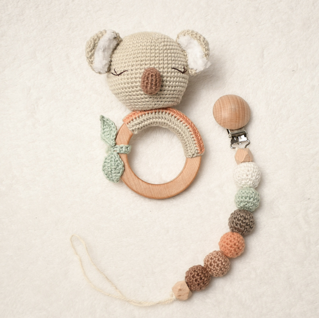 „Koala Set“ Rassel + Schnullerkette 2-teilig 