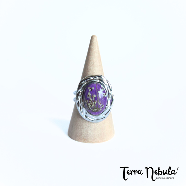 Bague fleurie style baroque Violette | BA09 | Ombelles