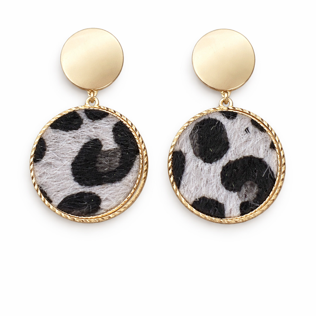Pendientes acero dorado animal print gris 