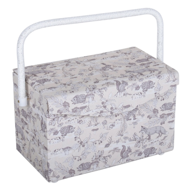 Sewing Box (M): Fold-Over Lid: Woodland Toile