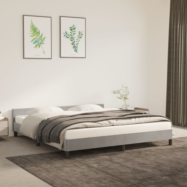 Cadre de lit sans matelas gris clair 180x200 cm velours