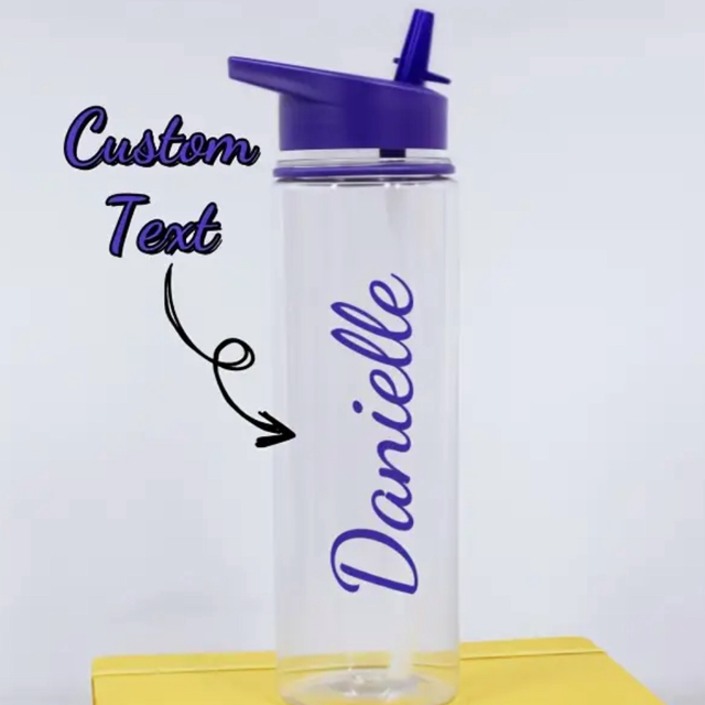 Personalized Custom Name Water Bottle with Straw & Leakproof Lid - Lightweight PS Bottle in Turquoise