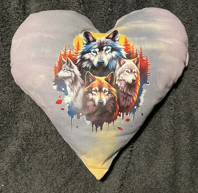 Hand Tie dye cushion with 4 wolfs