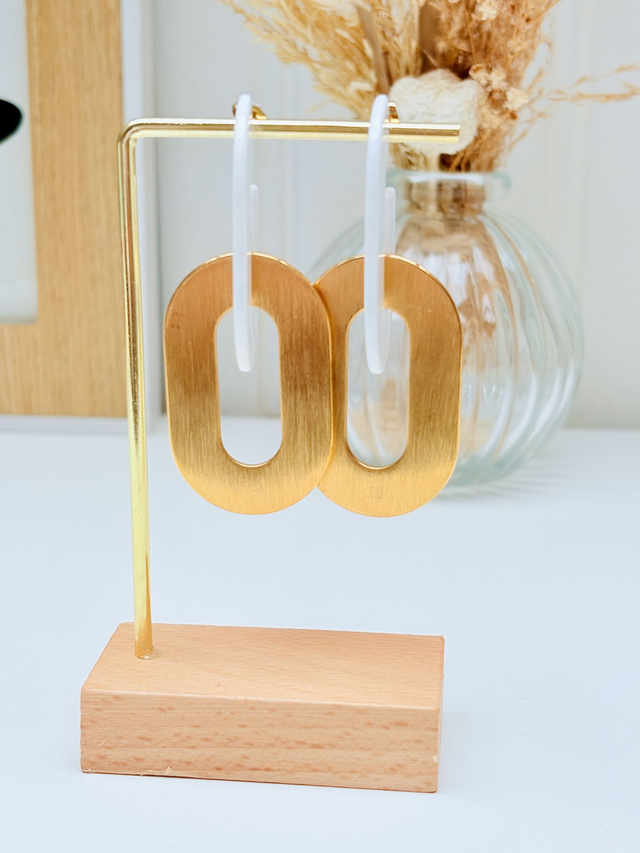 Boucles d&#039;Oreilles Blanches et Dorées Mathilde