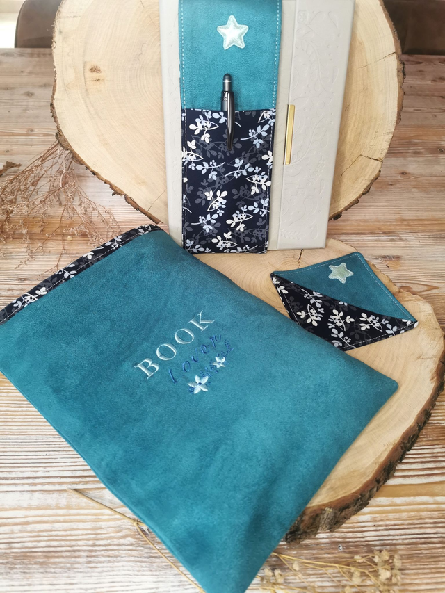 ✨Ensemble Book Lover Bleu✨ Pochette à livre - Porte-Stylo - Marque-page