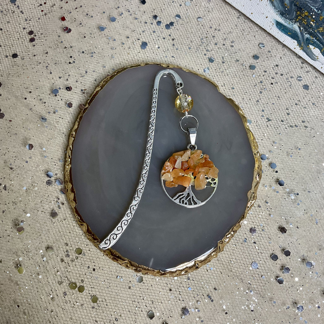 Handmade bookmark with colourful beads.