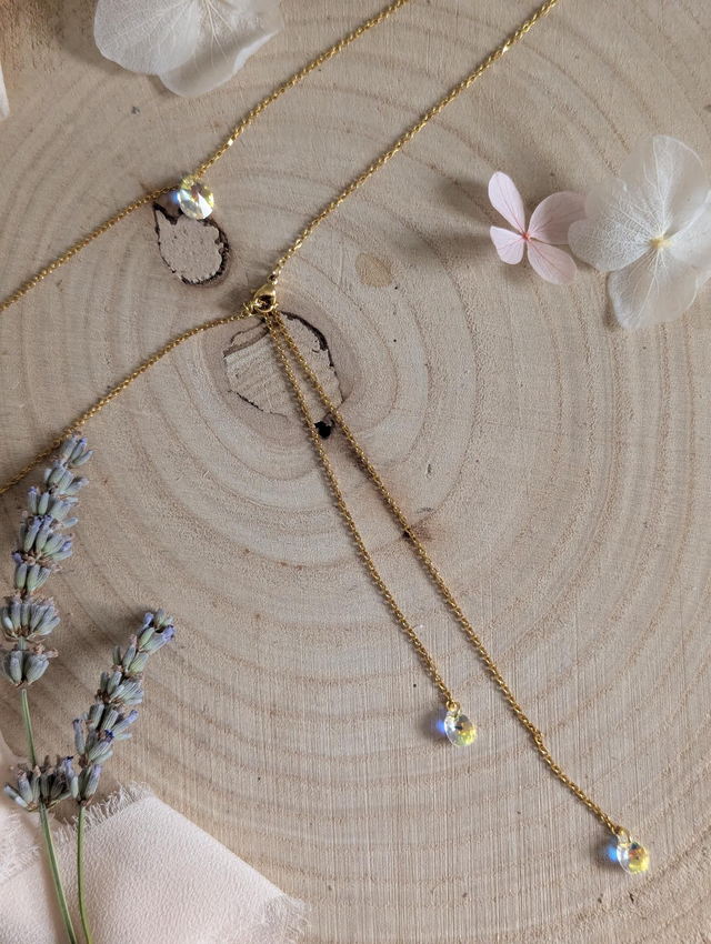 Collier de dos modulable Cristalis - Gouttes de cristal