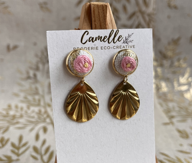 Boucles d’oreilles *Rosalie* rose