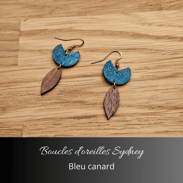 Boucles d'oreilles Sydney - Bleu canard