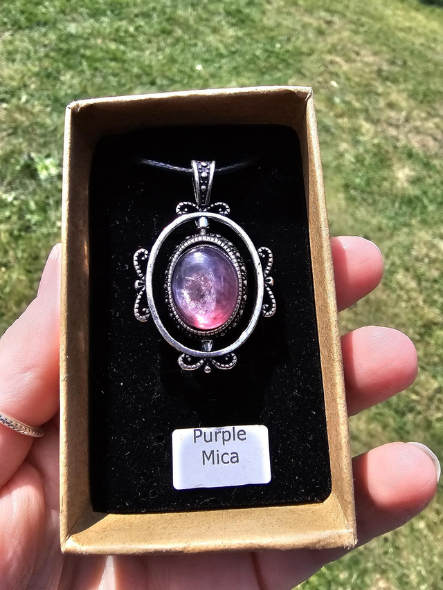 Purple mica swivel necklace 