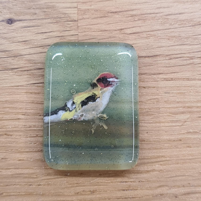 Goldfinch glass enamel badge