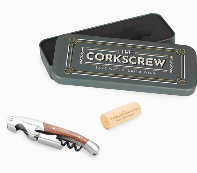 Tire-bouchon multifonction en bois avec étui en étain