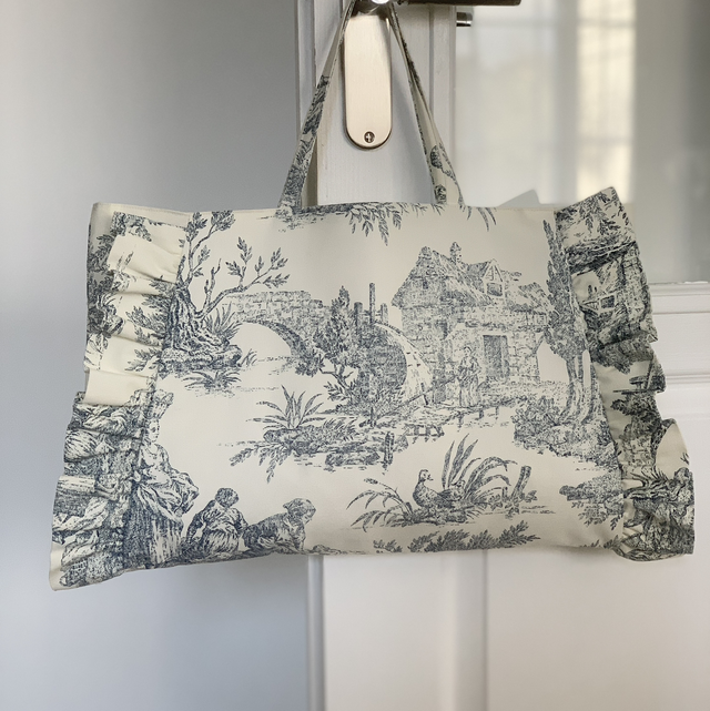 Sac toile de Jouy bleue