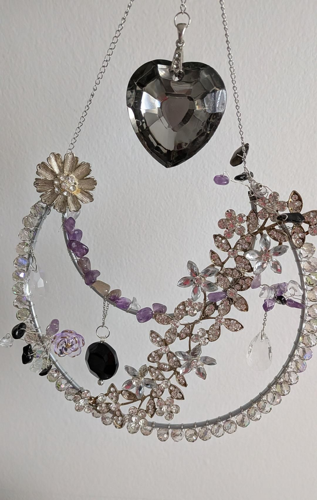 Amethyst half moon suncatcher 