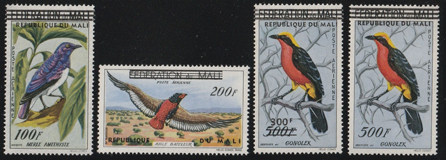 Mali 1960 Surcharges,Birds MNH