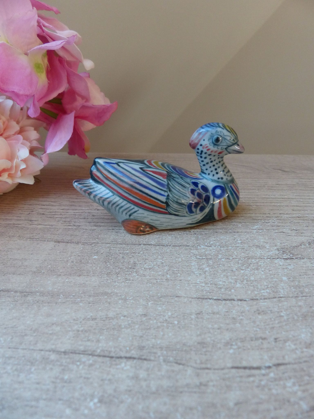 Figurine Oiseau Canard Tonala Art Populaire Mexicain Peint à la main et Signé Erandi Mexique