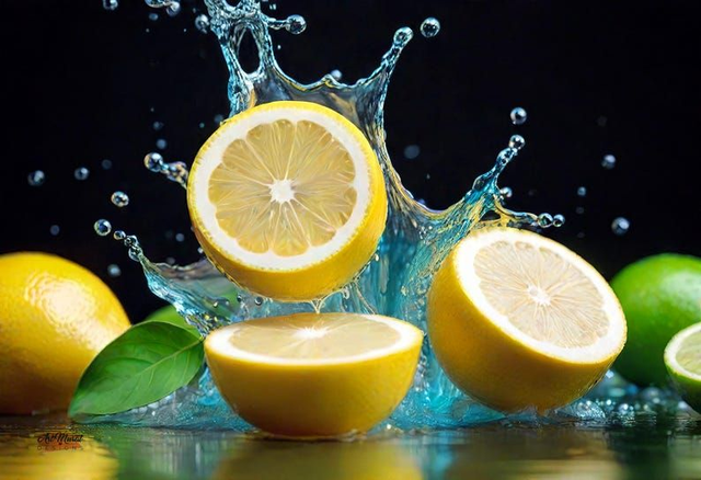 Tableau Citrons Frais 🍋 | Art Mural Vitaminé pour Cuisine – Toile/Poster Éclaboussures 💦