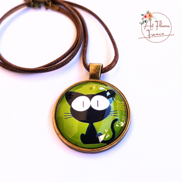 Collier illustré - Chaton drôle