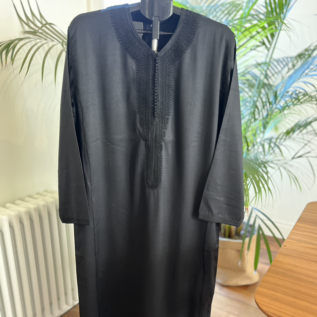 Handmade Black Long Sleeve Thobe