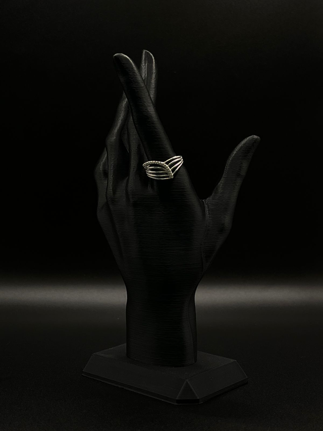 anel listrado e zircônia