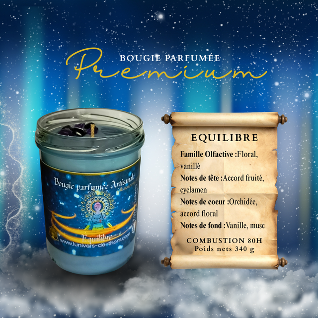 Bougie artisanale magnétisée – Équilibre Orchidée Blanche 340gr