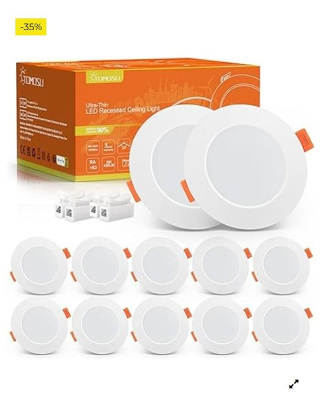 LED Techo Empotrable Extraplano Redondo, 5W 450LM, Blanco Frio (6000K)