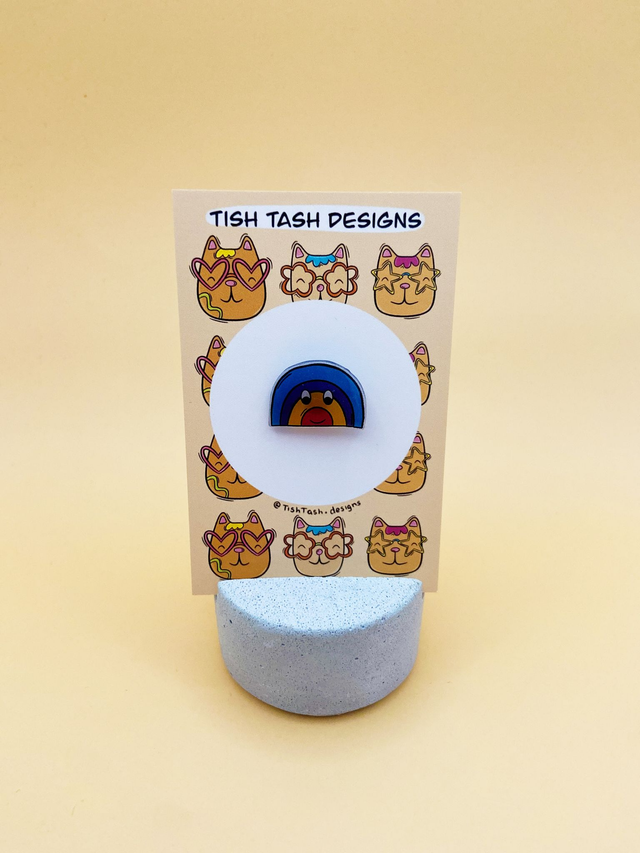 Mini blue rainbow pin