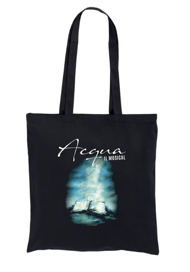 Acqua-Il Musical borsa cotone nero, con stampa esclusiva