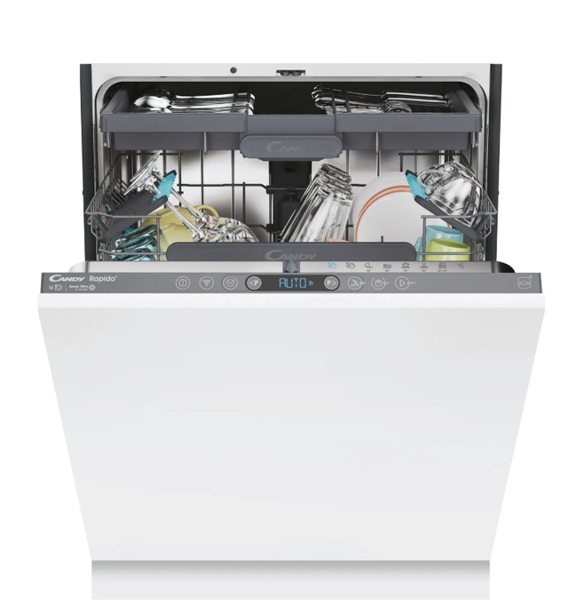 Candy CI6C4F1PMA-80 Fully Integrated Standard Dishwasher - Stainless Steel Control Panel with Fixed Door Fixing Kit - C Rated