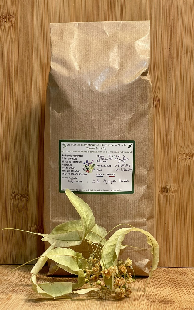 Tilleul, fleurs et bractées séchées. Origine France. 