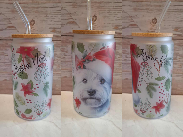 Verre givré westie de Noël