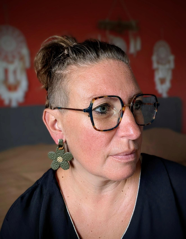 Boucles d&#039;oreilles Baby Marguerite  kaki bm022