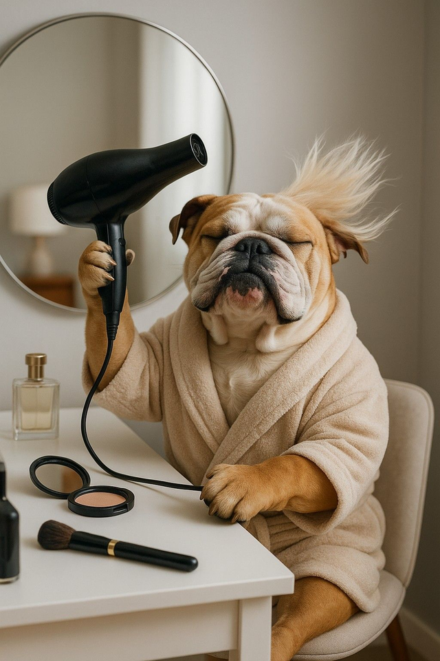 Bull Dog Pampered Pooch Framed Canvas