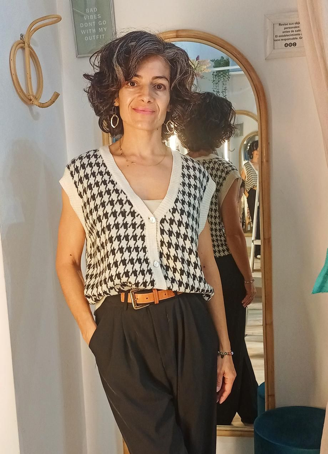 Chaleco estampado pata de gallo