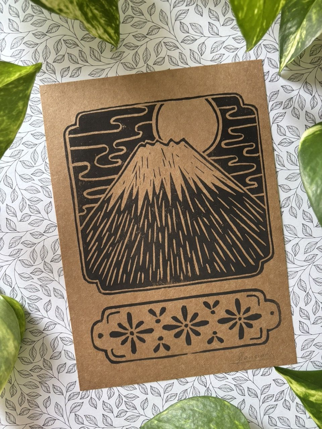 Dreaming of Fujisan ~ Linogravure A5