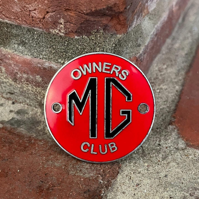 Vintage MG Owners Club Enamel &amp; Chrome Car Badge