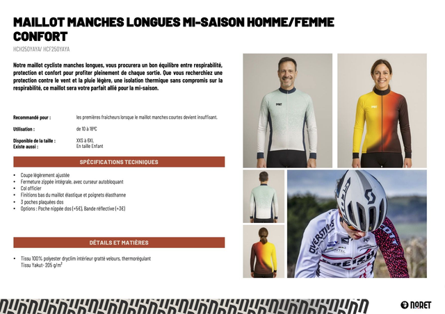 Maillot manches longues Mi-Saison CONFORT