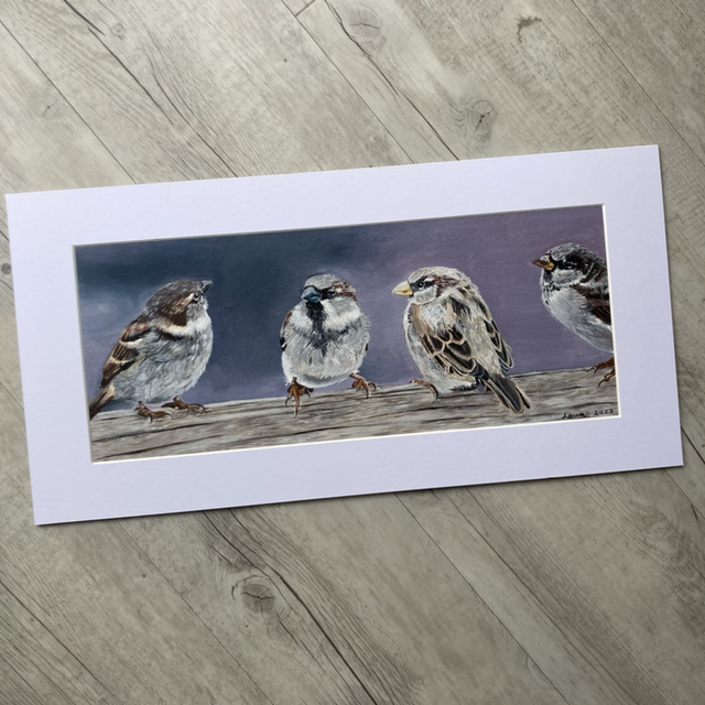 Sparrows Original Acrylic Painting