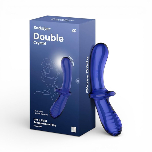 Satisfyer Dildo de Vidrio Double Crystal Azul