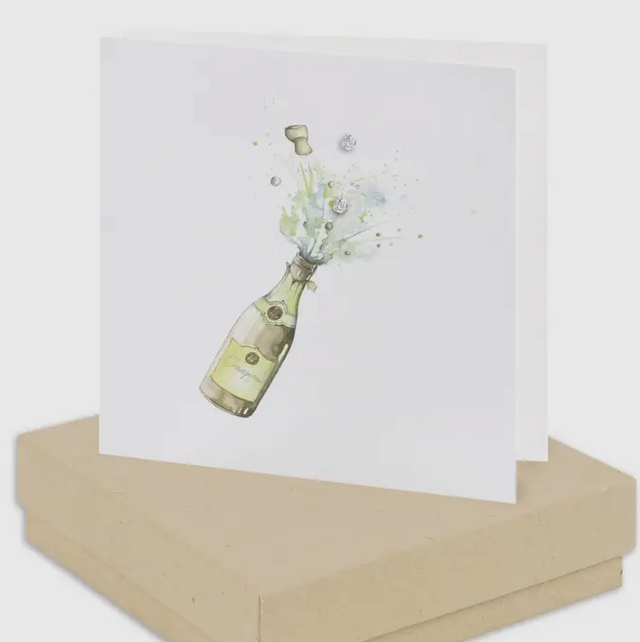 Champagne Card - Sterling Silver Crystal Stud Earrings