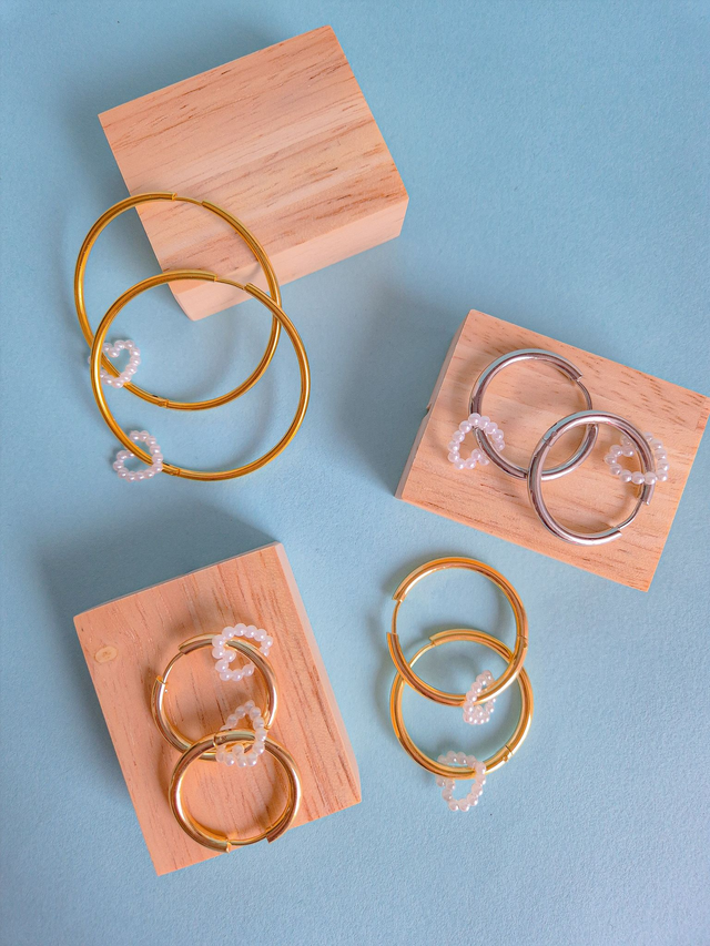 Boucles d’oreilles coeur en perles