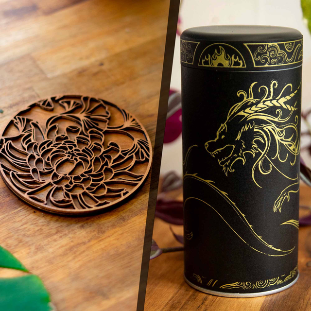 Pack complet dragon - Tasse, sous tasse + boîte à thé