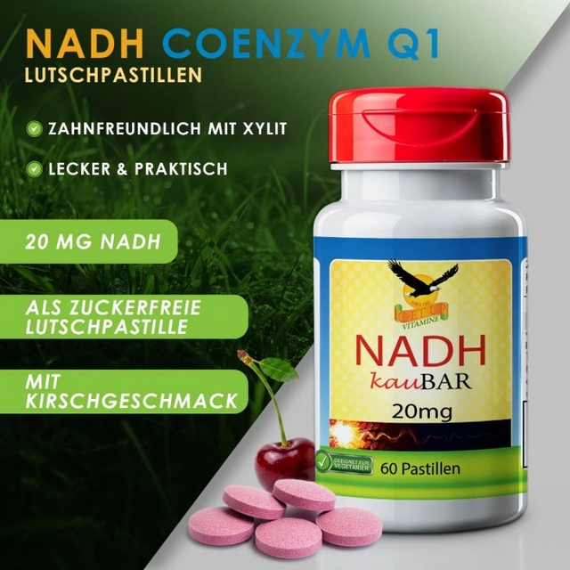 Get UP - NADH 20 mg, 60 zuckerfreie Kirschpastillen