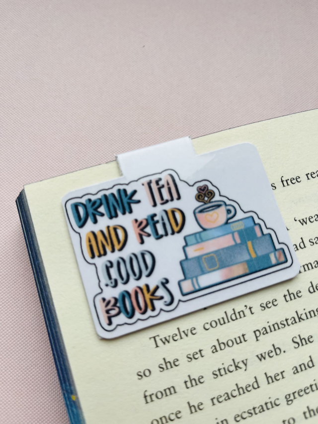 Drink tea and read good books magnetic bookmark