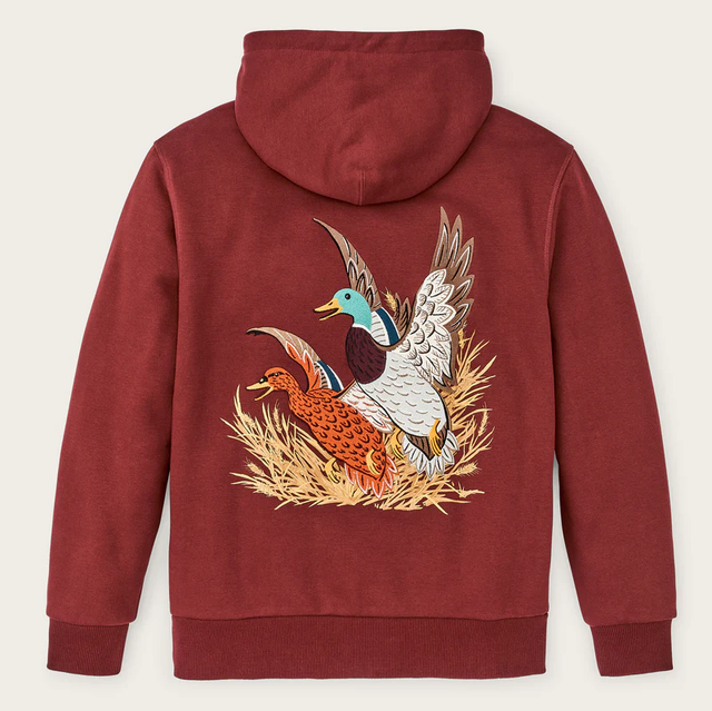 Filson Prospector Embroidered Hoodie Fired Brick Ducks