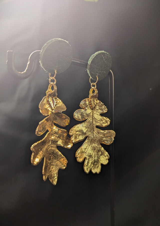 Blacareda - Pendants Ronds Chêne Or 24k, Cuir