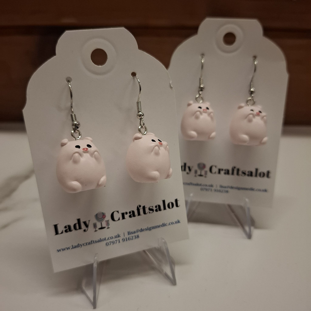 Pink Pig Earrings